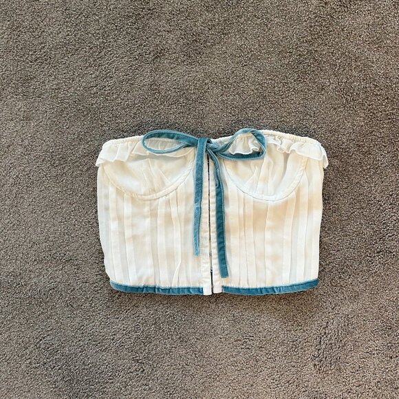 White Corset with Blue Bow - PacSun - Picture 1 of 6